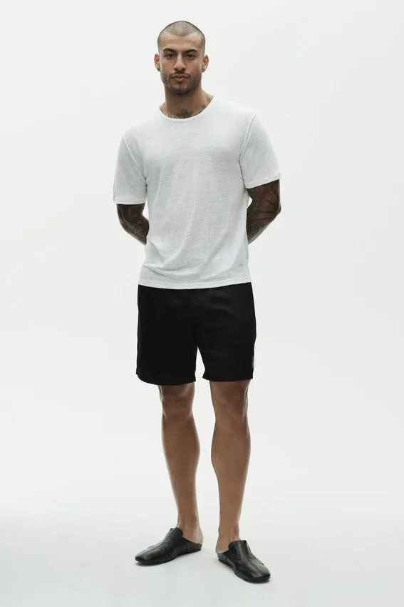 Camiseta de manga corta «Coastal» de jersey de lino - Blanco