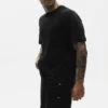 Camiseta de manga corta «Coastal» de jersey de lino - Negro