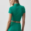Camiseta de manga corta con cremallera completa Alo Softsculpt - Emerald Isle