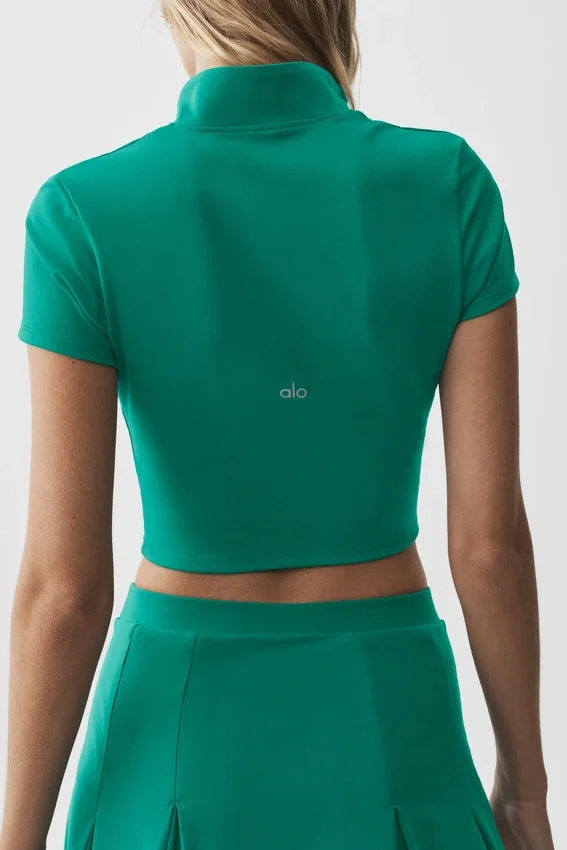 Camiseta de manga corta con cremallera completa Alo Softsculpt - Emerald Isle