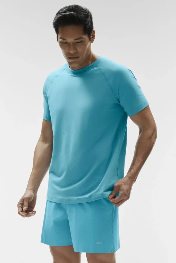 Camiseta de manga corta con cuello redondo Alo Vapor - Azul brisa