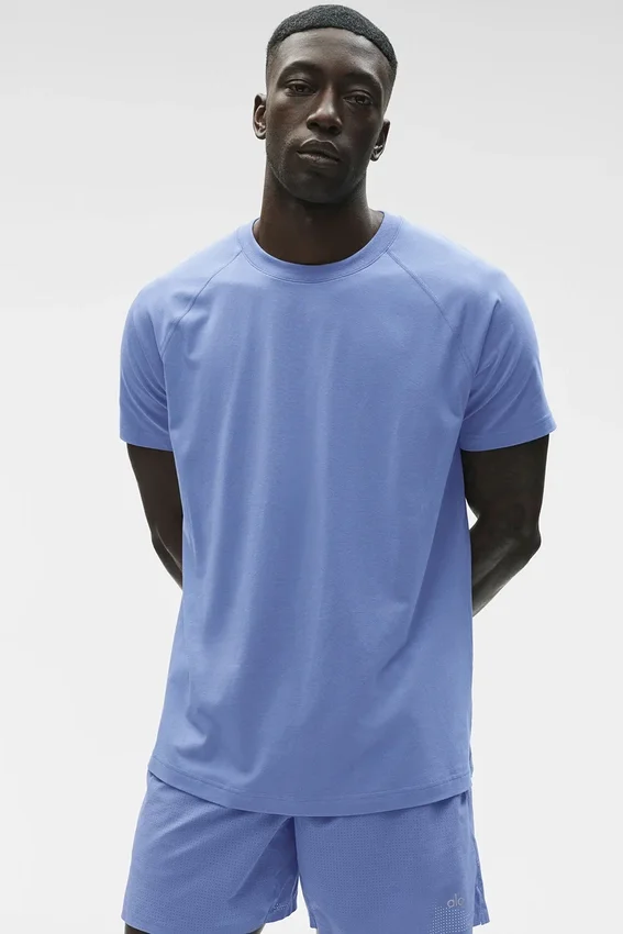 Camiseta de manga corta con cuello redondo Alo Vapor - Azul Provenza