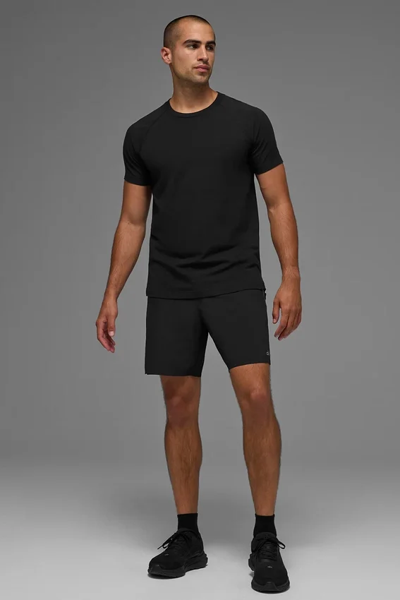 Camiseta de manga corta con cuello redondo Alo Vapor - Negro