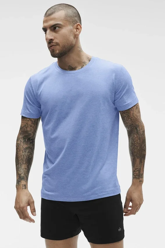 Camiseta de manga corta con cuello redondo Conquer Reform - Azul Provenza jaspeado
