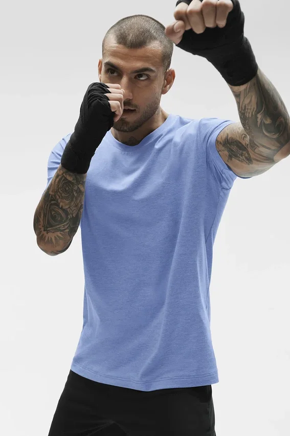 Camiseta de manga corta con cuello redondo Conquer Reform - Azul Provenza jaspeado