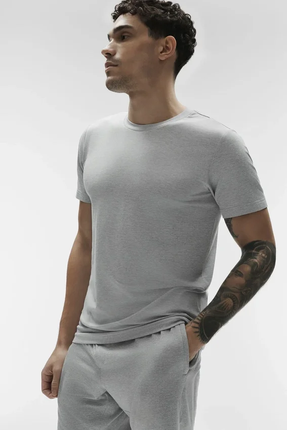 Camiseta de manga corta con cuello redondo Conquer Reform - Gris jaspeado deportivo