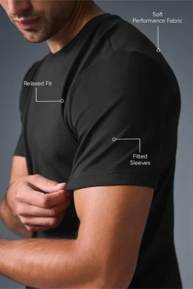 Camiseta de manga corta con cuello redondo Conquer Reform – Negro