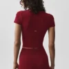 Camiseta de manga corta sin costuras de modal acanalado — Rojo «Summer Romance»