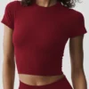 Camiseta de manga corta sin costuras de modal acanalado — Rojo «Summer Romance»
