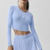 Camiseta de manga larga Alosoft Crop Finesse - Azul Provenza claro