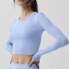 Camiseta de manga larga Alosoft Crop Finesse - Azul Provenza claro