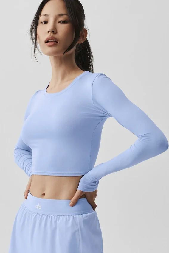 Camiseta de manga larga Alosoft Crop Finesse - Azul Provenza claro