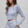 Camiseta de manga larga Alosoft Crop Finesse - Escarcha invernal