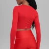 Camiseta de manga larga Alosoft Crop Finesse - Rojo brillante