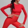 Camiseta de manga larga Alosoft Crop Finesse - Rojo brillante