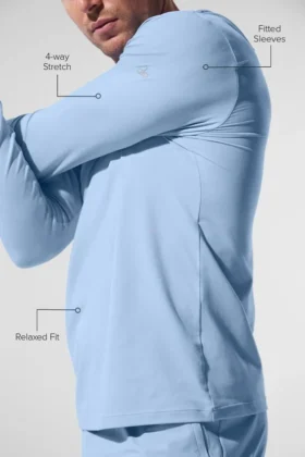 Camiseta de manga larga con capucha Conquer Reform – Azul concha
