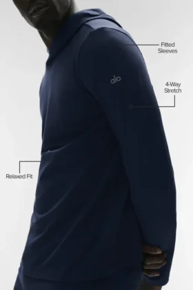 Camiseta de manga larga con capucha Conquer Reform – Azul marino