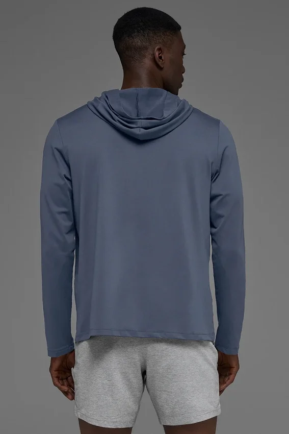 Camiseta de manga larga con capucha Conquer Reform - Bluestone