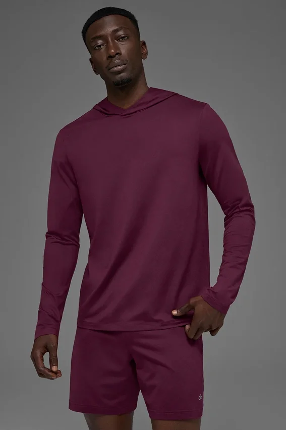 Camiseta de manga larga con capucha Conquer Reform - Burgundy