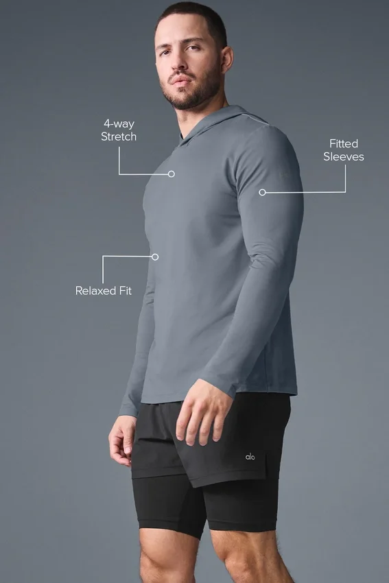 Camiseta de manga larga con capucha Conquer Reform - Gris acero