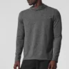 Camiseta de manga larga con capucha Conquer Reform - Gris jaspeado oscuro