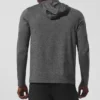 Camiseta de manga larga con capucha Conquer Reform - Gris jaspeado oscuro