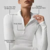 Camiseta de manga larga con cremallera de 1/4 Alo Softsculpt Precision - Blanco