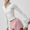 Camiseta de manga larga con cremallera de 1/4 Alo Softsculpt Precision - Blanco