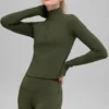 Camiseta de manga larga con cremallera de 1/4 Alo Softsculpt Precision - Verde oliva