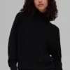 Camiseta de manga larga con cuello alto «Waffle Weekend Escape» - Negro