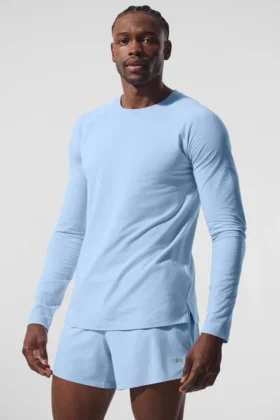 Camiseta de manga larga con cuello redondo Alo Vapor - Azul concha