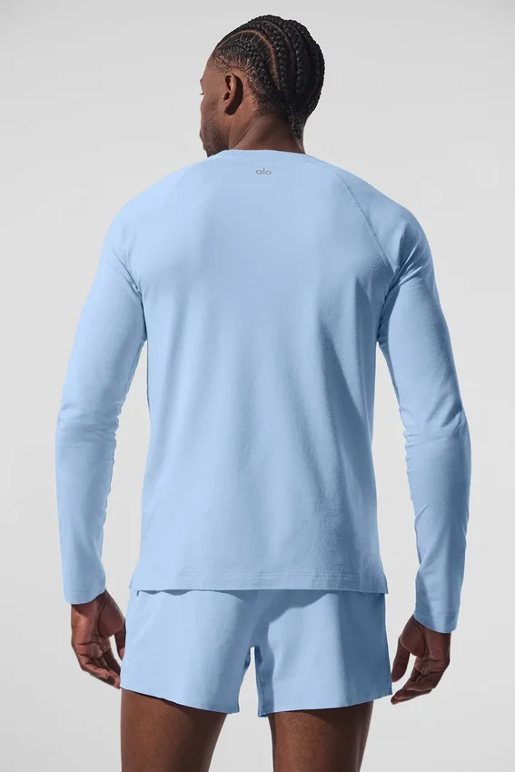 Camiseta de manga larga con cuello redondo Alo Vapor - Azul concha