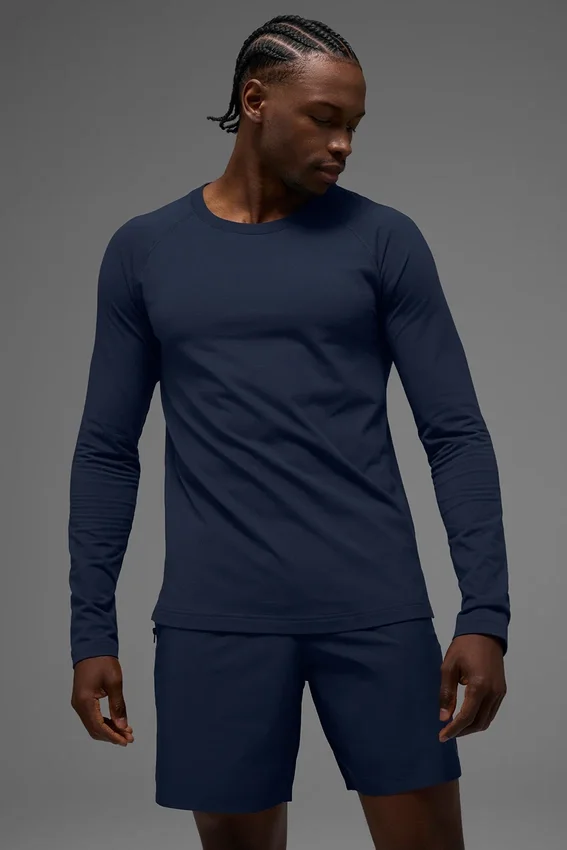 Camiseta de manga larga con cuello redondo Alo Vapor - Azul marino