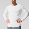 Camiseta de manga larga con cuello redondo Alo Vapor - Blanca