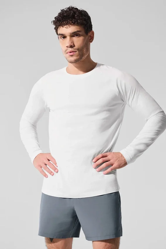 Camiseta de manga larga con cuello redondo Alo Vapor - Blanca