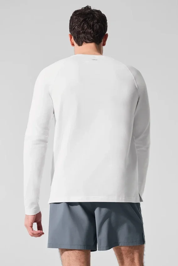 Camiseta de manga larga con cuello redondo Alo Vapor - Blanca