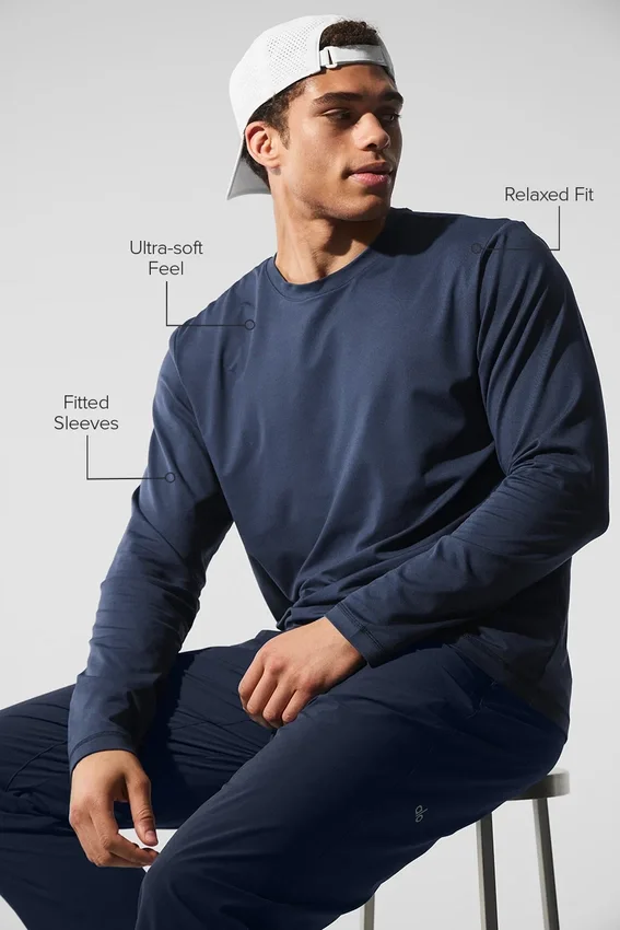 Camiseta de manga larga con cuello redondo Conquer Reform - Azul marino