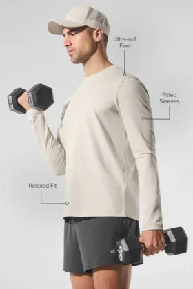 Camiseta de manga larga con cuello redondo Conquer Reform – Blanco hueso