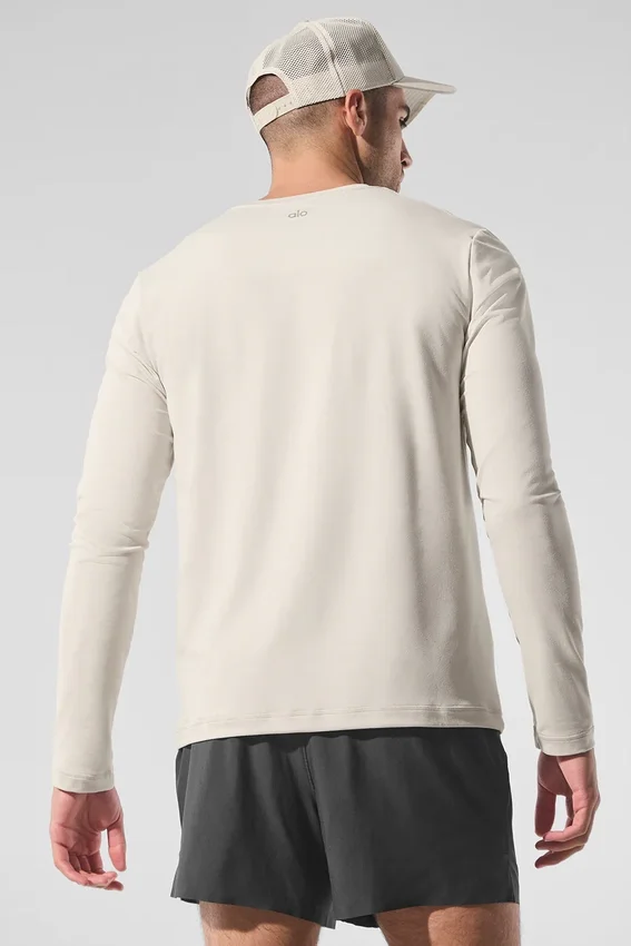 Camiseta de manga larga con cuello redondo Conquer Reform - Blanco hueso