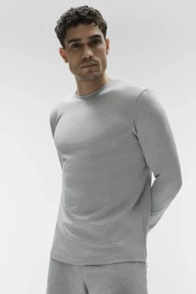 Camiseta de manga larga con cuello redondo Conquer Reform - Gris jaspeado deportivo