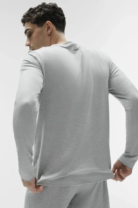 Camiseta de manga larga con cuello redondo Conquer Reform - Gris jaspeado deportivo