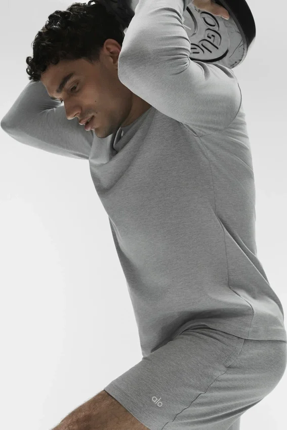 Camiseta de manga larga con cuello redondo Conquer Reform - Gris jaspeado deportivo