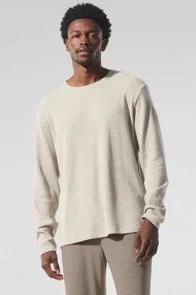 Camiseta de manga larga con cuello redondo «Elevate Waffle» - Color hueso