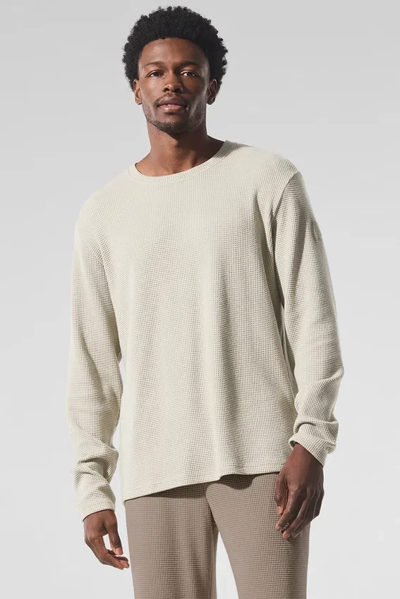 Camiseta de manga larga con cuello redondo «Elevate Waffle» - Color hueso