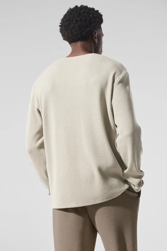 Camiseta de manga larga con cuello redondo «Elevate Waffle» - Color hueso