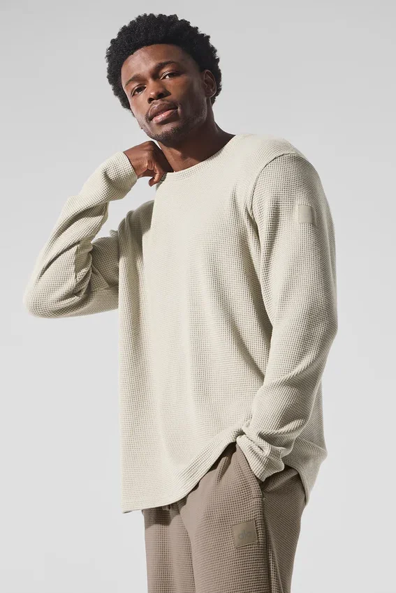 Camiseta de manga larga con cuello redondo «Elevate Waffle» - Color hueso