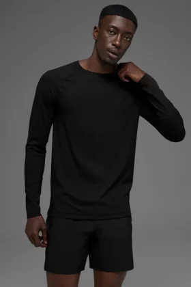 Camiseta de manga larga con cuello redondo Idol - Negro