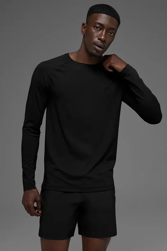 Camiseta de manga larga con cuello redondo Idol - Negro
