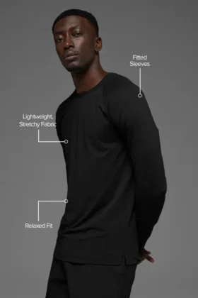 Camiseta de manga larga con cuello redondo Idol – Negro