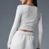 Camiseta de manga larga con fruncidos - Blanco